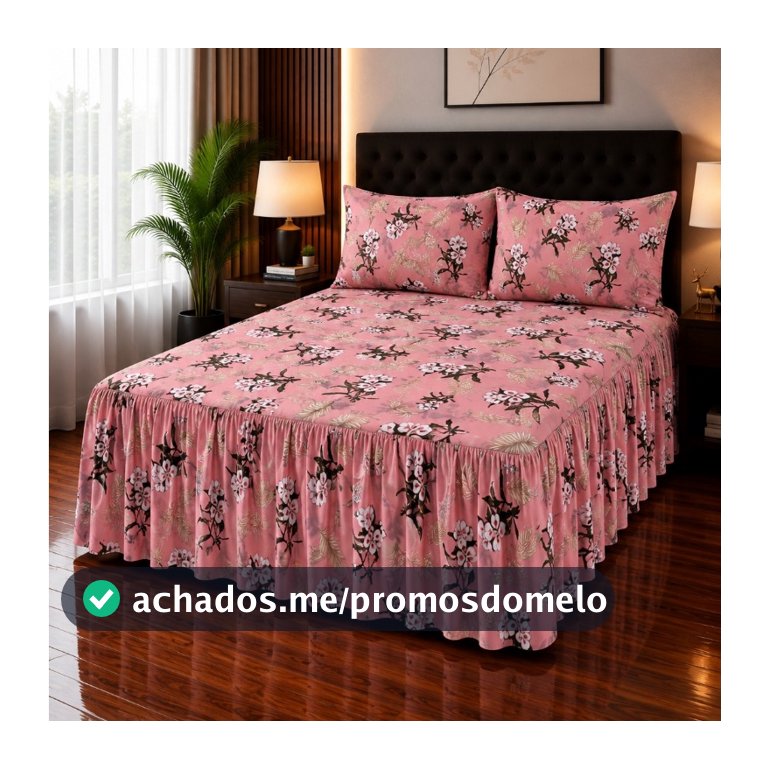 Kit Colcha Super King 3,00m x 3,00m com Babado Toque de Algodão Aveludado Luxo