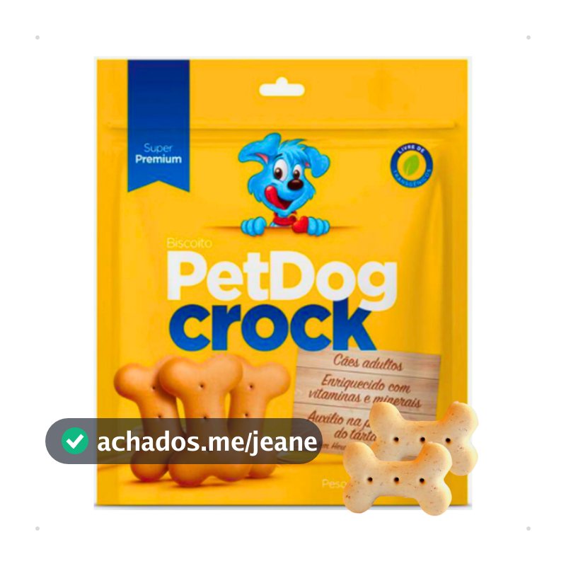 Biscoito Petisco para Cachorro PetDog Crock Super Premium Tradicional Raças Médias e Grandes 1 Kg