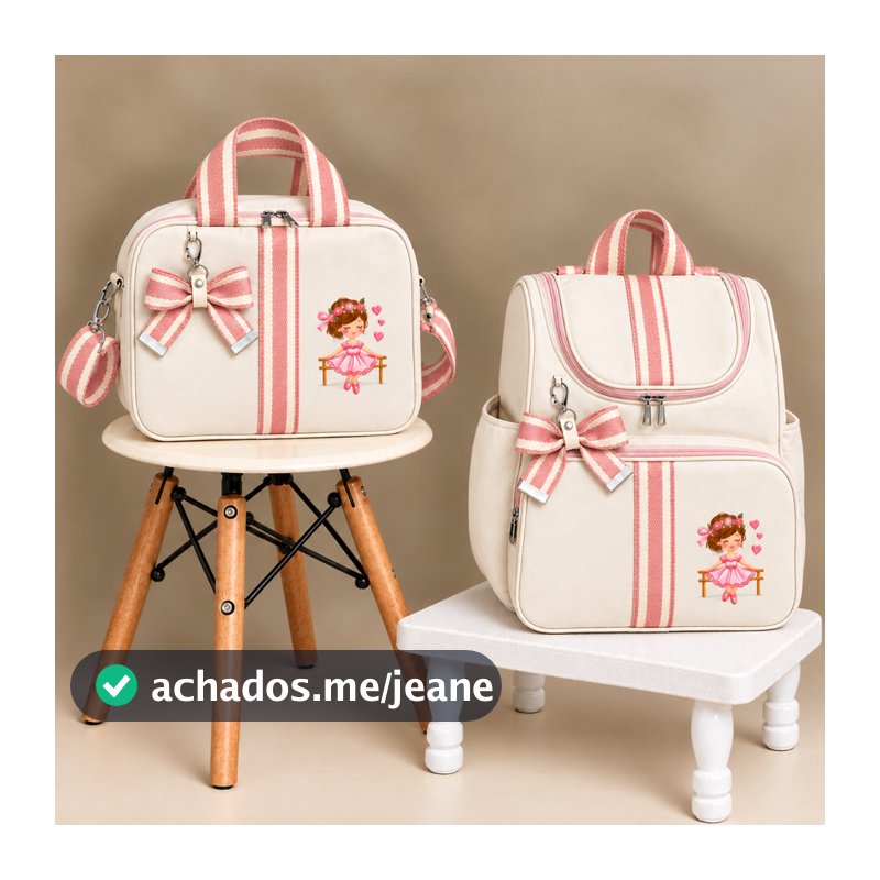 Kit Maternidade 2 Peças Mochila e Bolsa de Mão Personalizado e Bordado  I Térmica Impermeável com Laço