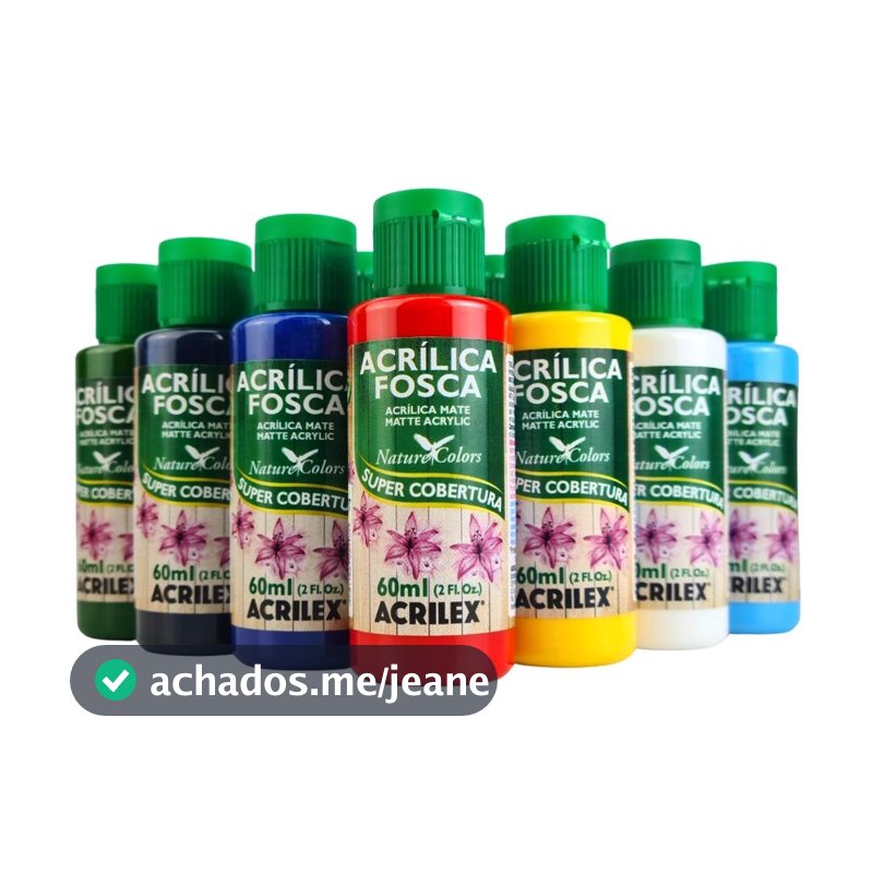 Tinta Acrilica Fosca Acrilex Kit com 12 Unidades Nature Colors 60ml Super Cobertura Impressão 3D