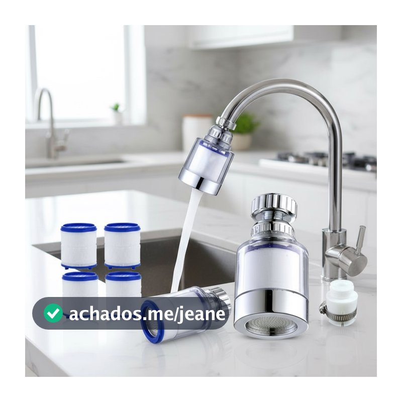Filtro de torneira de cozinha 2025, purificador de água giratório 360° com algodão PP, remoção de cloro.