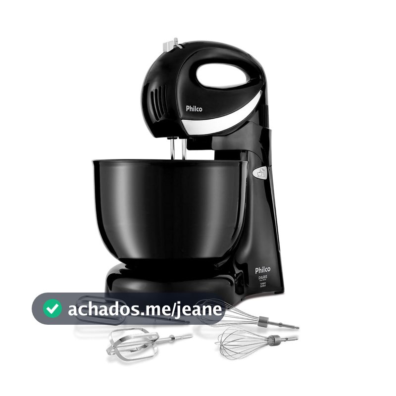 Batedeira Philco 500W 4L Preta Paris Duo Mixer Turbo