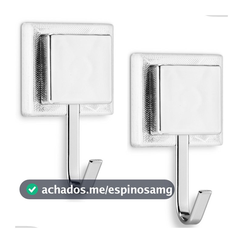 Kit 2 Gancho Cabide Cabideiro Suporte Porta Toalha de Rosto de Parede Banheiro 3M Cromado Arthi
