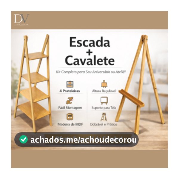 Cavalete para festas e aniversário MAIS Escada Decorativa Escadinha Festa Mdf Cru Desmontável 4 Andares