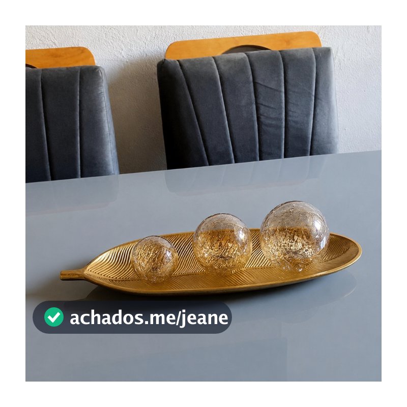 Enfeite Folha Dourada Decorativa em Resina Luxo para Sala Quarto Mesa e Cozinha Fruteira