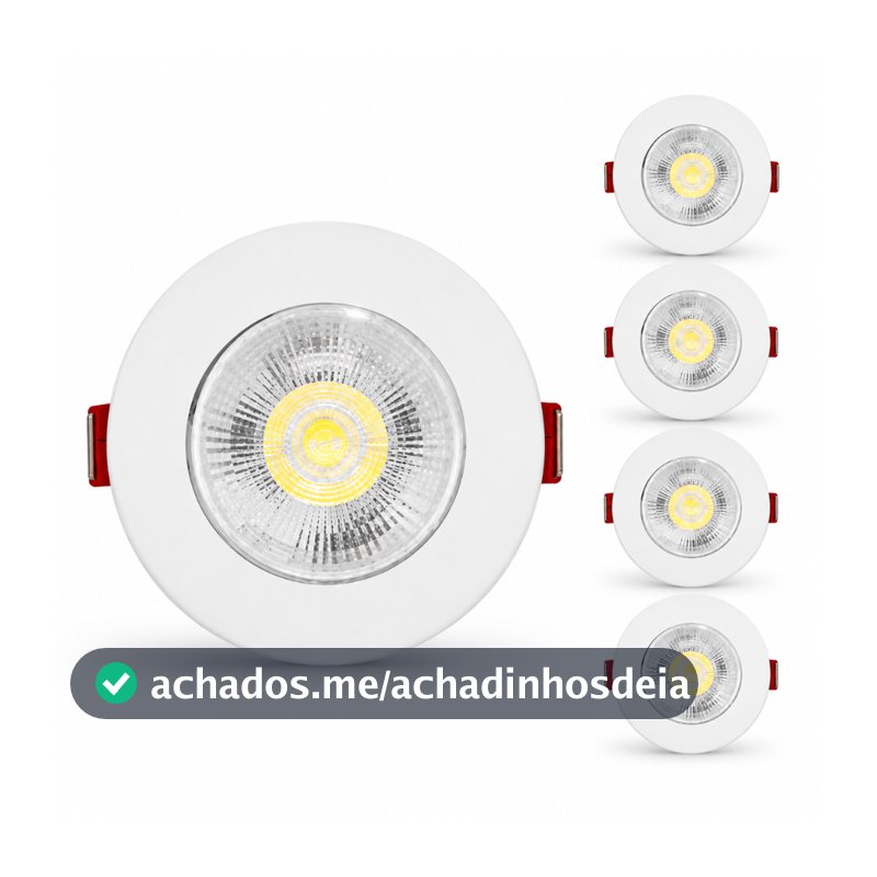 Kit 5 Spot LED  Embutir 7W Redondo Branco Quente ou Frio Bivolt