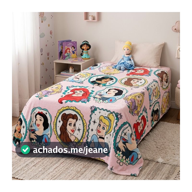 Manta Cobertor Disney Solteiro Super Macia Hipoalergenico 200grs Princesas