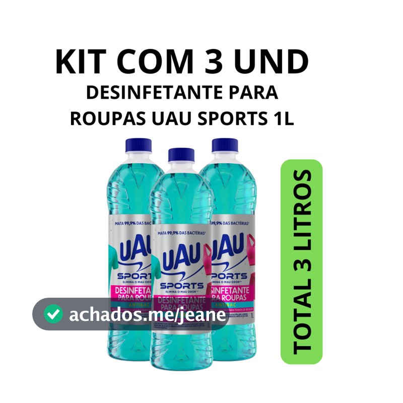 Kit UAU com 3un DESINF PARA ROUPAS UAU SPORTS 1L