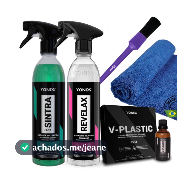 Kit Vitrificaçao de plasticos Vonixx V-Plastic Sintra Revelax Microfibra Pincel