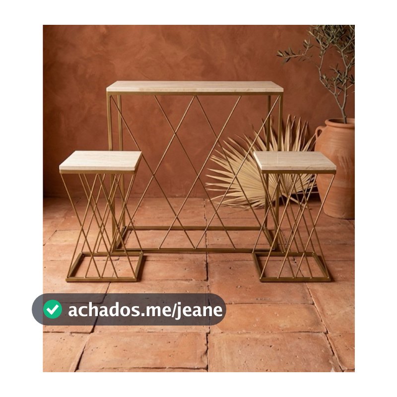 kit de Mesa Treliça Dourada 1G e 2P com 3 peças Decoração Festa