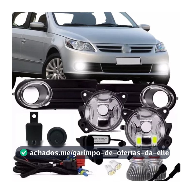 Kit Farol Milha Auxiliar Gol Voyage Saveiro G5 2009 2010 11 12 13 + Super Led Hb4 6000k + Pingo Led