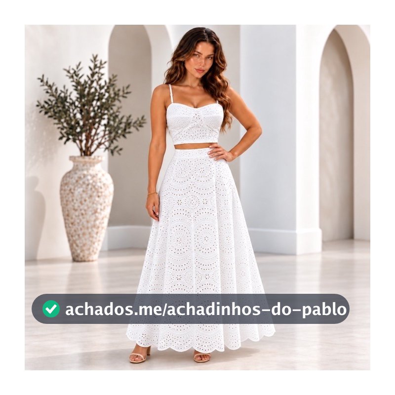 Conjunto Feminino Cropped e Saia Longa Floral Elegante