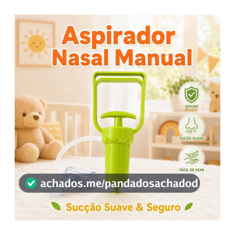 1 Conjunto Aspirador Nasal Verde Com Sistema De Sucao Suave Que Nao Causa Desconforto Ao Seu Bebe