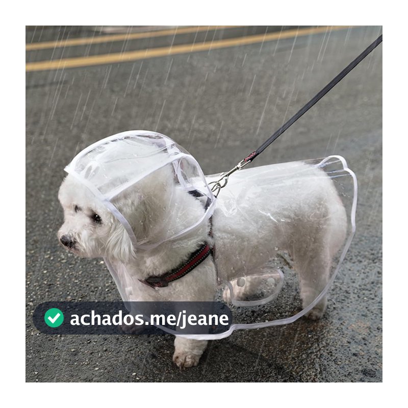 Capa De Chuva Para Cães Transparente Impermeável / Jaqueta Com Capuz Para Animal De Estimação