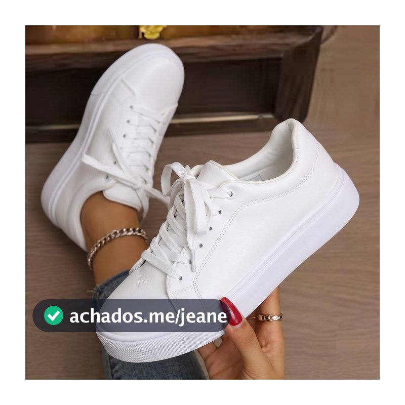 Tenis Feminino Casual Confortavel Branco Basico