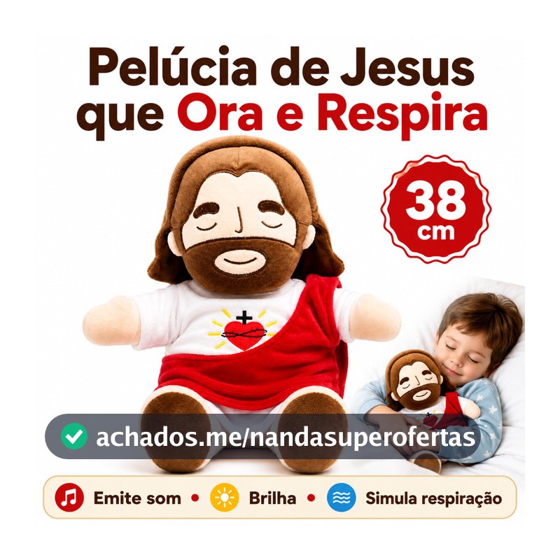 Brinquedo De Jesus Boneco Pelucia Brilha Toca Musica E Respira 38cm Boneco Para Criança Dormir