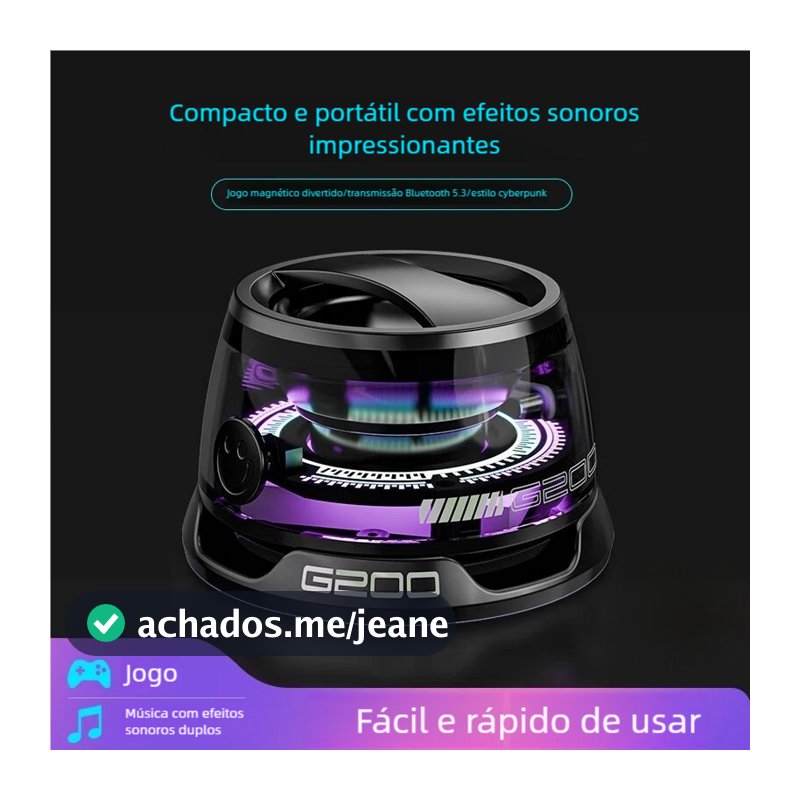 Caixa de Som Portátil Magnética Bluetooth - Mini LED RGB Atmosfera Colorida à Prova d'Água
