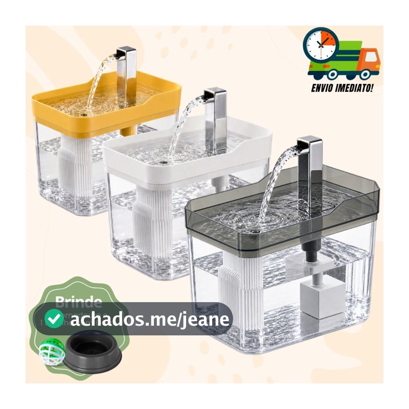 Fonte Para Gatos Automática Bebedouro Purificador de Água Bivolt Com Filtro + Comedouro Promoção