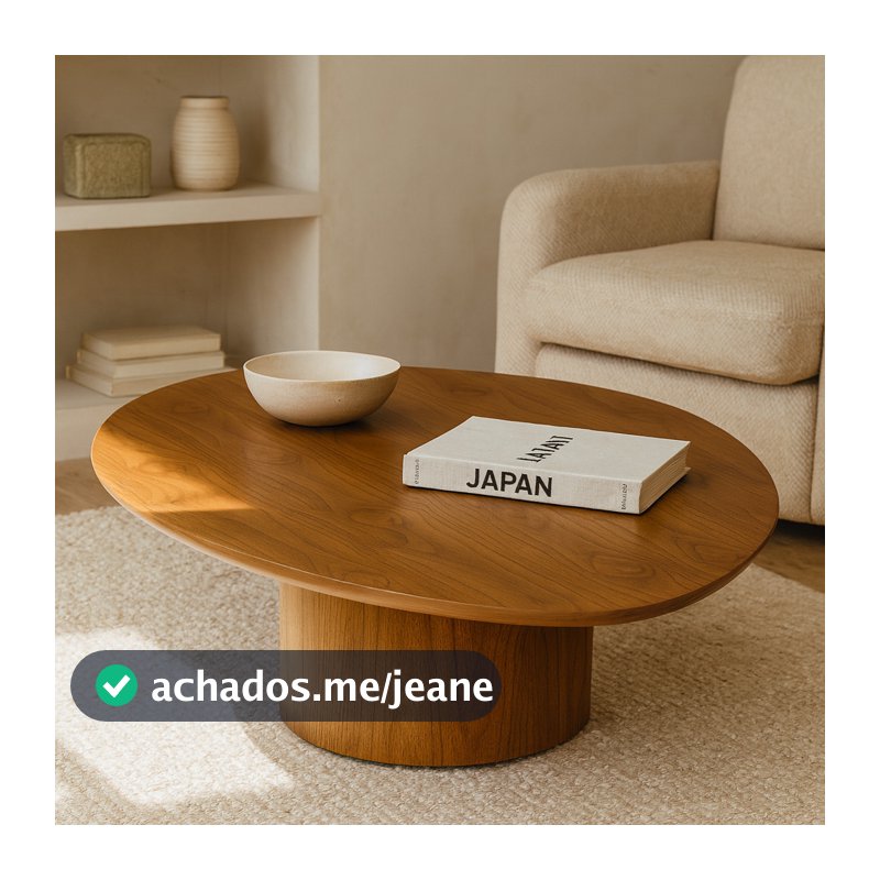 Mesa de Centro orgânica Laminado Amadeirado Para Salas Luxo