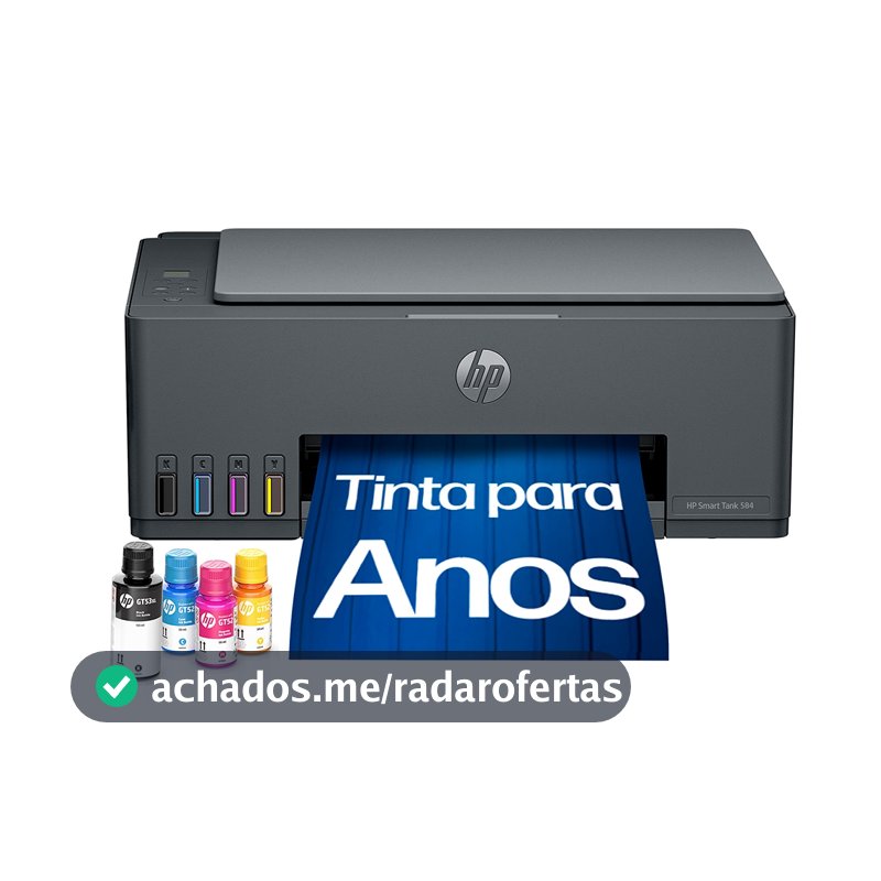 Impressora Multifuncional HP Smart Tank 584 All In One Tanque de Tinta Colorida USB e Wi-Fi Bivolt