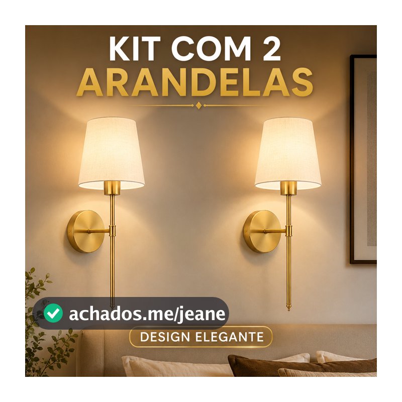 Kit 2 Luminária De Parede Dourada, Arandela Decorativa LED RGB Recarregável Para Quarto Sala