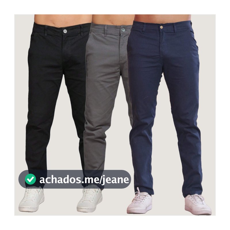 Calça Sarja Masculina com Lycra Elastano Bolso Faca e Bolso Embutido Casual Trabalho Confortável Tamanhos 36 ao 48