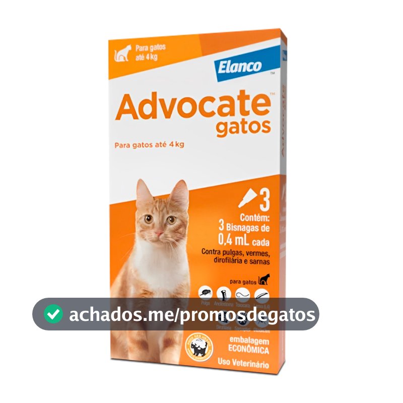 Antipulgas Advocate Elanco Gatos Até 4kg 3 Bisnagas De 0,4ml