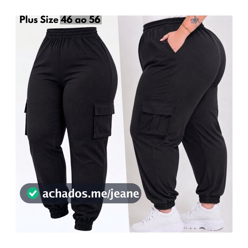 Calça Plus Size Feminina Calca Jogger Cargo Plus Size Cintura Alta Calsa Alfaiataria Skinny Básica Com Bolso 46 ao 56
