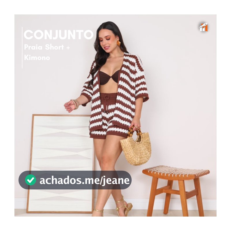 Conjunto Saída de Praia Feminino Short + Kimono Listrado Moda Verão Elegante - Diversas Cores