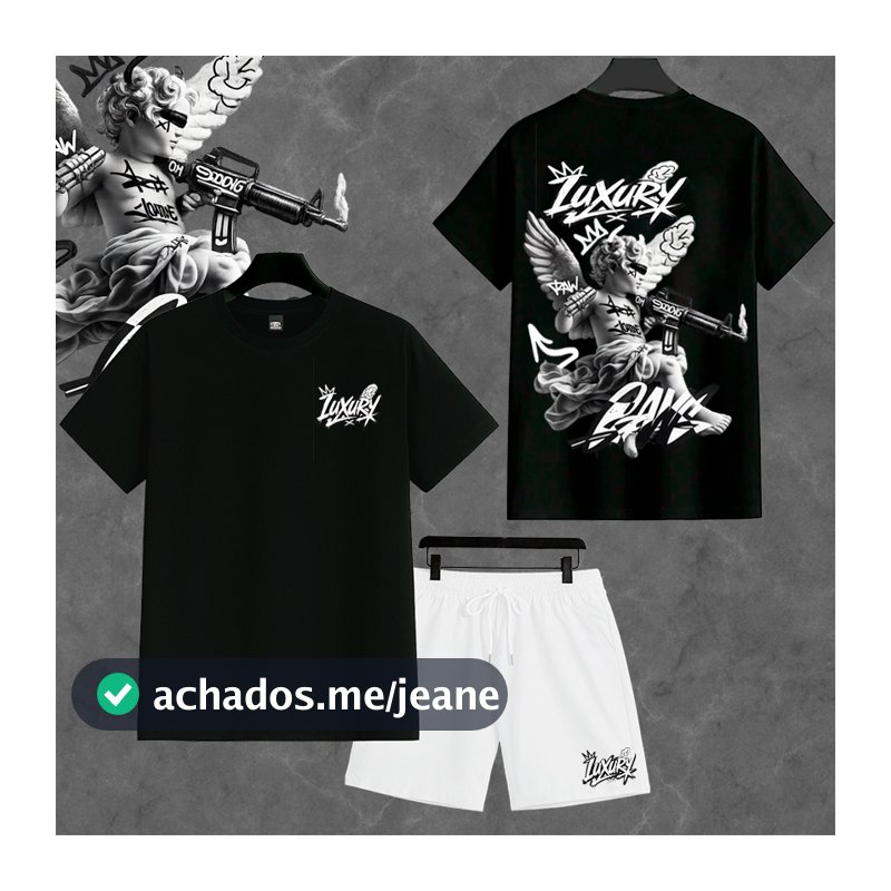 Conjunto Camiseta 30.1 + Bermuda Masculino Tactel Com elastano LUXURY ANGEL streetwear lançamento