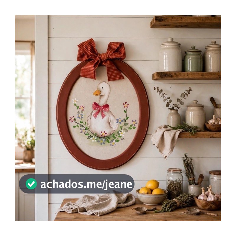 Placa Oval Farmhouse 30x20 Pintada à Mão - Cantinho do Café Rústico .