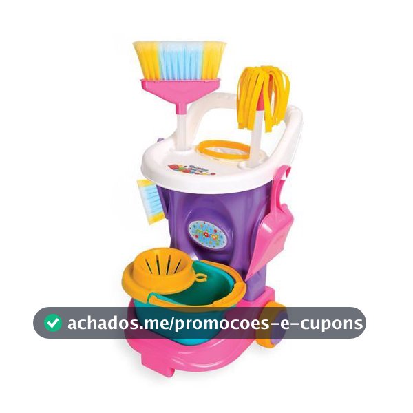 Carrinho Limpeza Infantil Brinquedo Educativo Organizador Pratico Coordenação Motora Cores