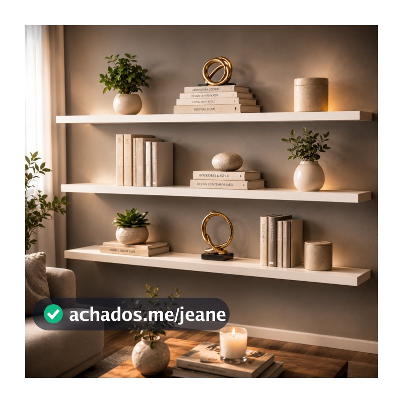 3 Prateleiras Grandes 120x20cm MDF 15mm Flutuante Com Suporte Invisível Branco ou Preto