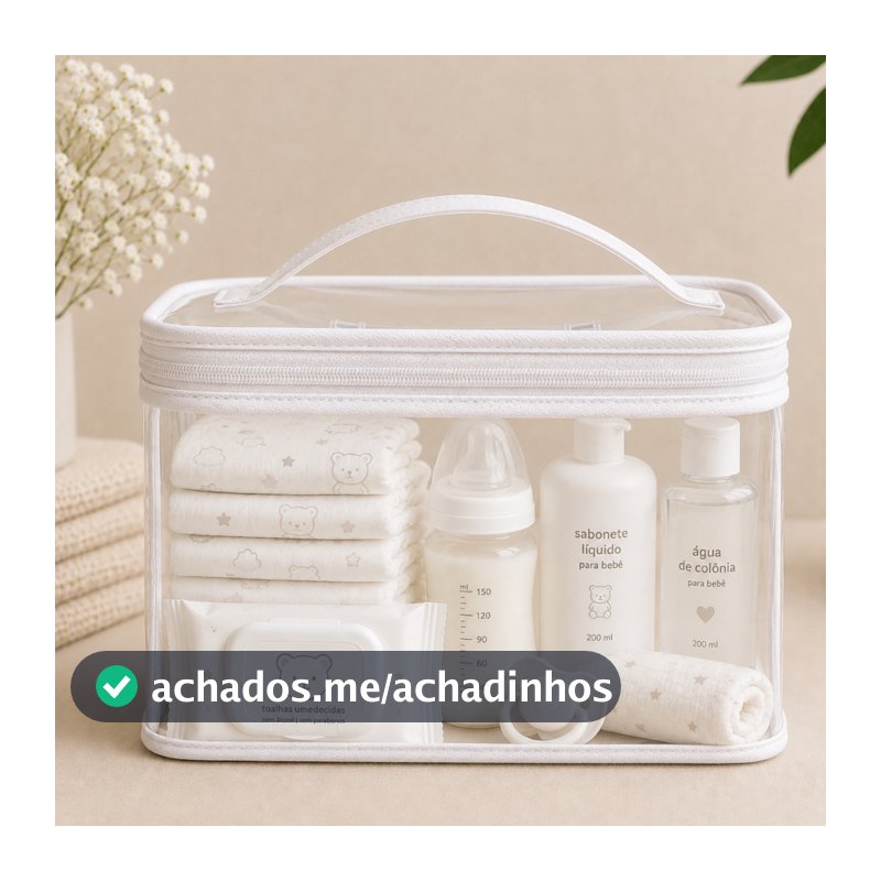 Kit 2 Nécessaire Transparente Organizador Bolsa Mala Saída Maternidade Troca e Fralda bebe