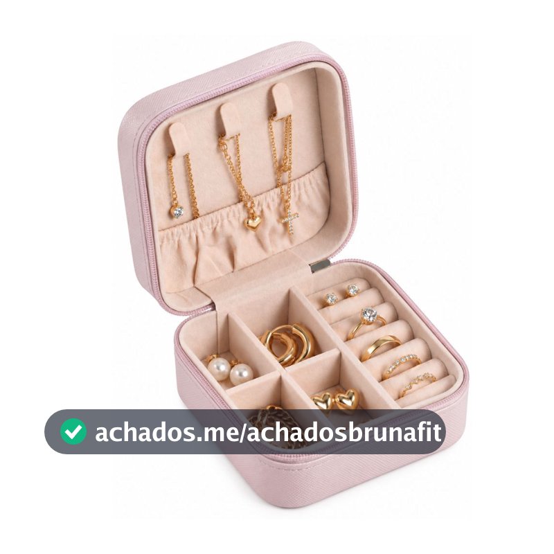 Porta Joias Rosa Compacto Organizador Viagem Lindelle
