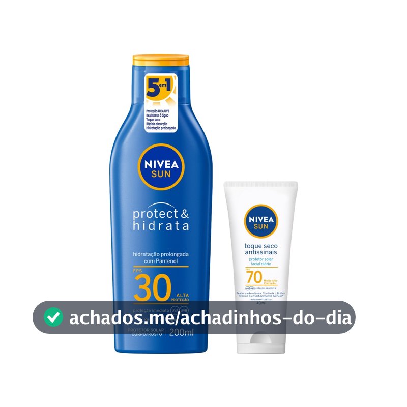 NIVEA KIT SUN Protetor Solar Protect & Hidrata FPS30 200ml + NIVEA SUN Facial Toque Seco Antissinais FPS70