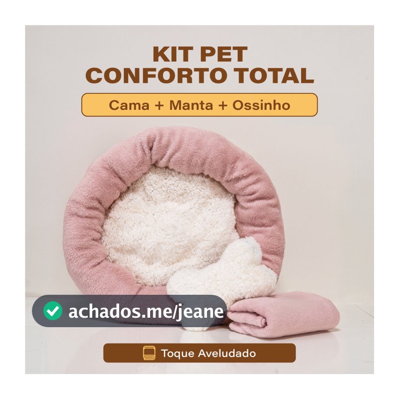Kit Cama para cachorro e Gato Nuvem 3 peças Manta Ossinho Pelucia Caminha Redonda Pet Frio Inverno