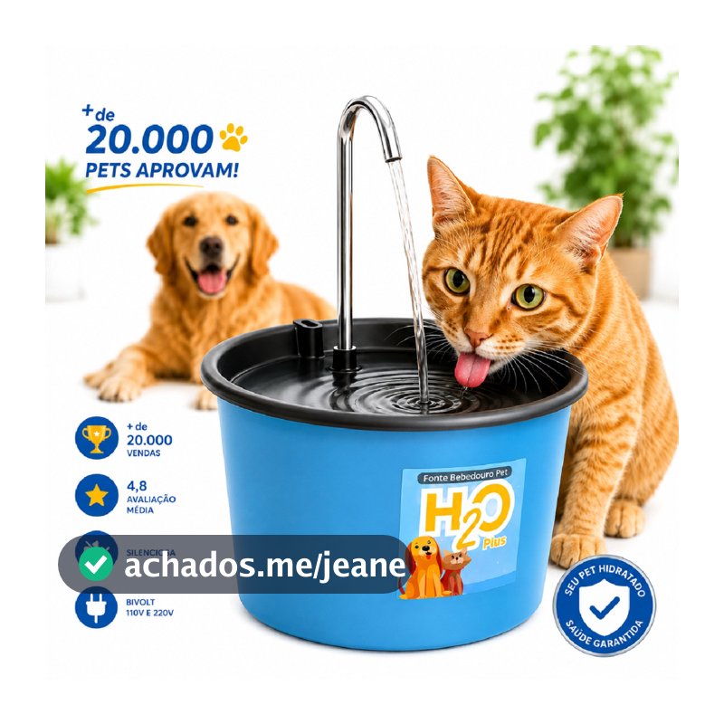Fonte Bebedouro H2O Plus para Cães e Gatos de 1.5 Litros com Torneira Inox