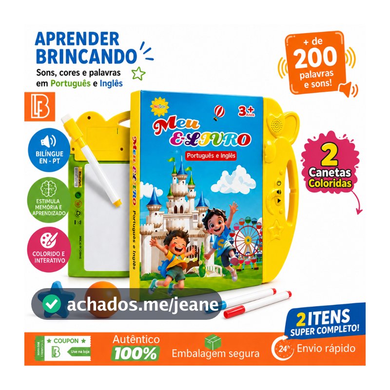 Livro Interativo com Som Bilíngue Português-Inglês Educacional
