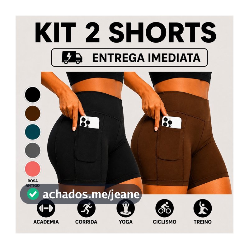 Kit com 2 Shorts de Academia com Bolso em Suplex