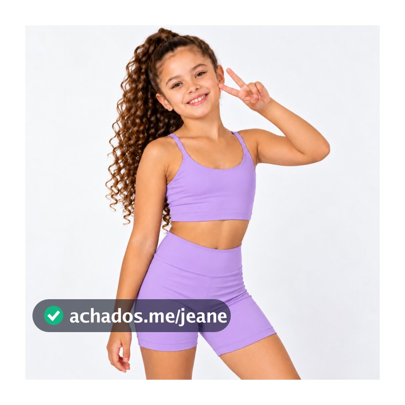 Conjunto Fitness Infantil Feminino Top E Short De Poliamida