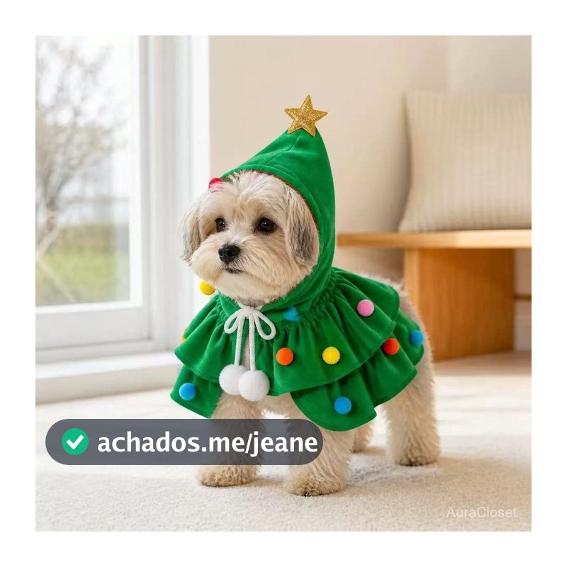 Capa de Natal para animais de estimação, roupa festiva para passeios, fácil de vestir para transformar gatos e cães em p