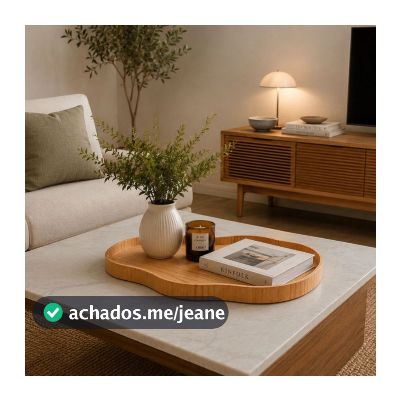 Bandeja Orgânica de Madeira Cinamomo Decorativa Luxo Premium Elegante Sofisticada