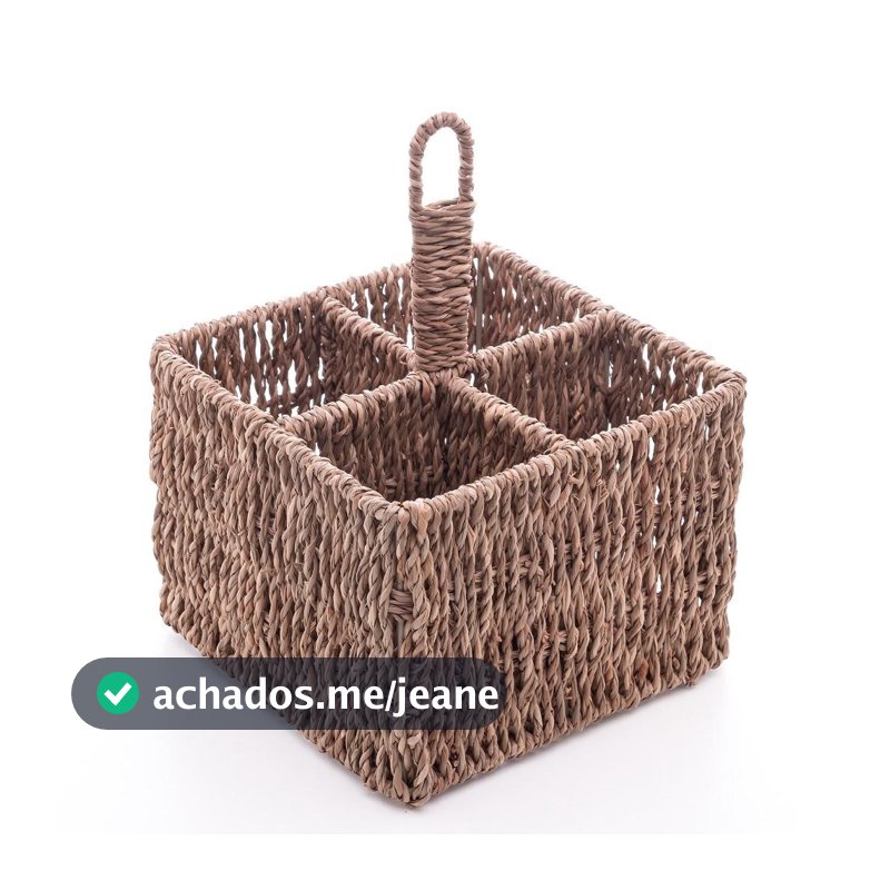 Porta Talheres de Sisal Wolff 15x20cm Organizador de Mesa Posta Rustico Cesto Boho Chic Decoração Casa Cozinha Elegante