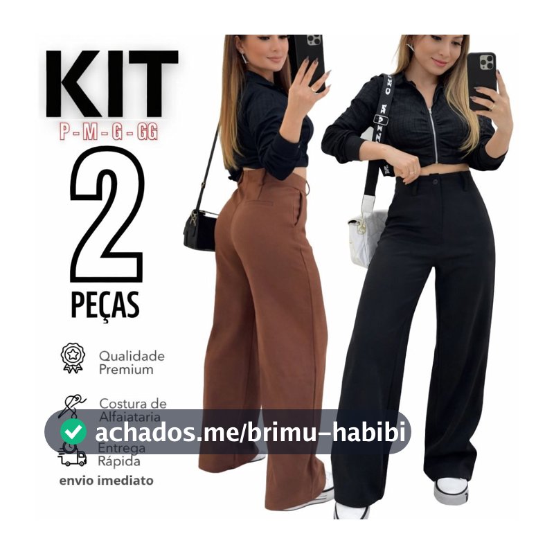 Kit 2 Calça Alfaiataria PREMIUM Cintura Alta Com Bolso PROMOÇÃO