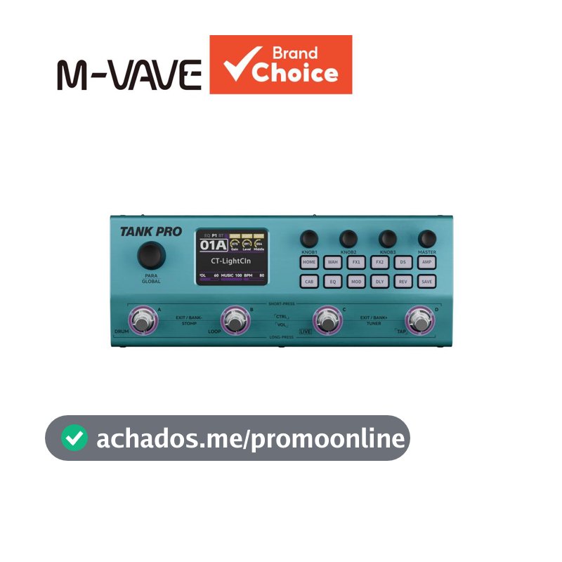 M-VAVE TANK PRO ANN Pedal com Looper & Máquina de Ritmos, Compatível com Sistema Sem Fio para Guitarra, Acessórios
