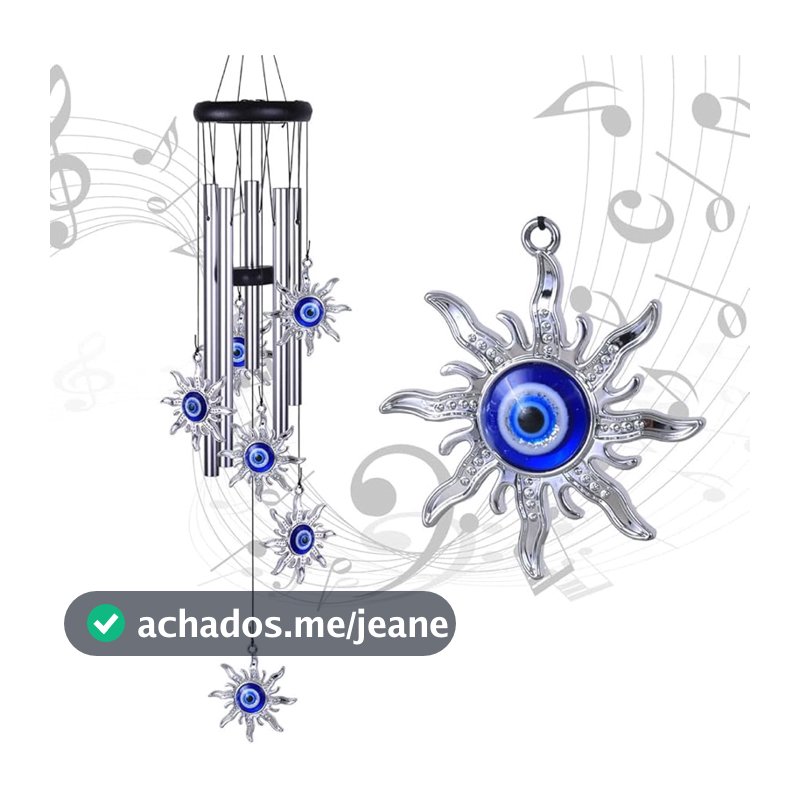 Sino dos Ventos Olho Grego Sol Proteção Espiritual 65cm