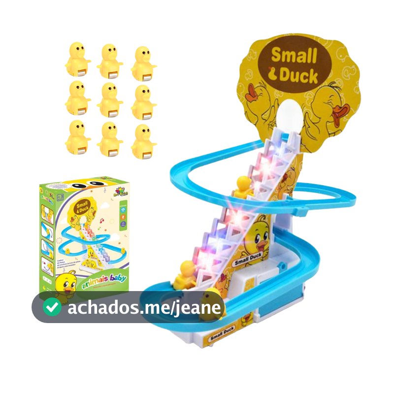 Brinquedo Pista Pato 9 Patinhos Escorrega Tobogã Escada Musical com Som e Led Menino e Menina Presente