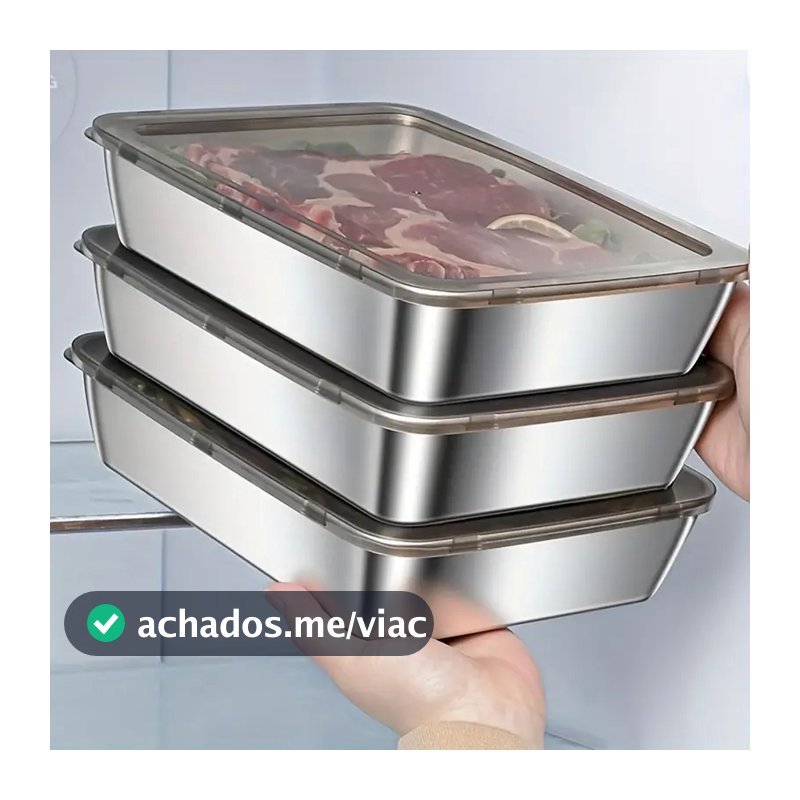 Conjunto de recipientes de armazenamento de alimentos de aço inoxidável durável de 2 peças