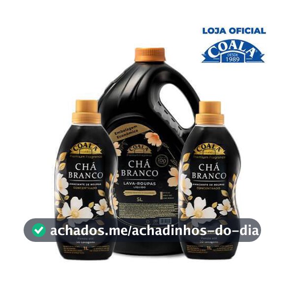 Kit Coala Laundry 1 Lava Roupas 5L + 2 Amaciantes de 1L cada - Chá Branco